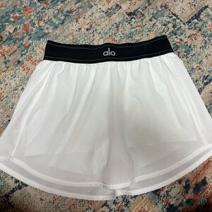 ALO Yoga White Skater Skirt with Black Waistband